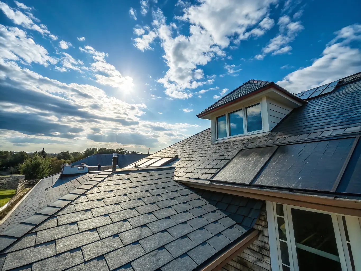 A sturdy and aesthetically pleasing roof installation, symbolizing the reliability and quality of roofing services, enhanced by strategic digital marketing to build trust and generate leads.