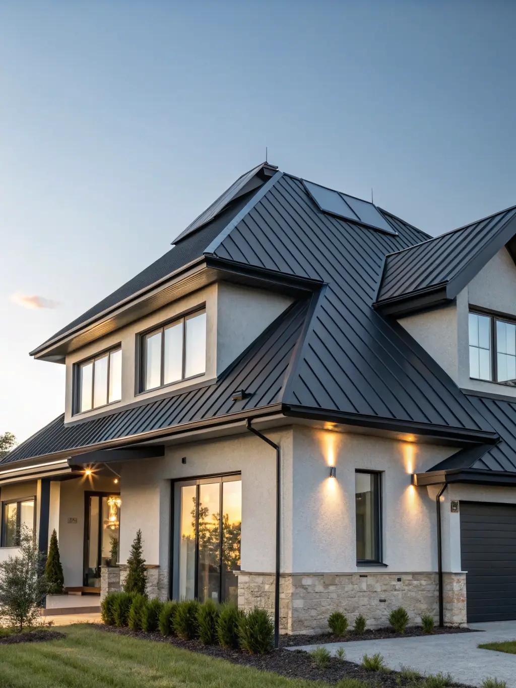 A newly installed roof with durable shingles and clean lines, representing the roofing industry.