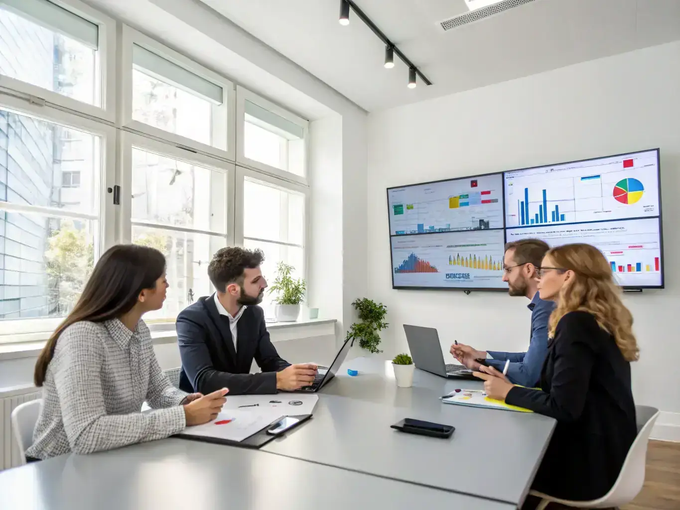 A professional image of a diverse team collaborating on marketing strategies, emphasizing the expertise and dedication of Masaru Media.