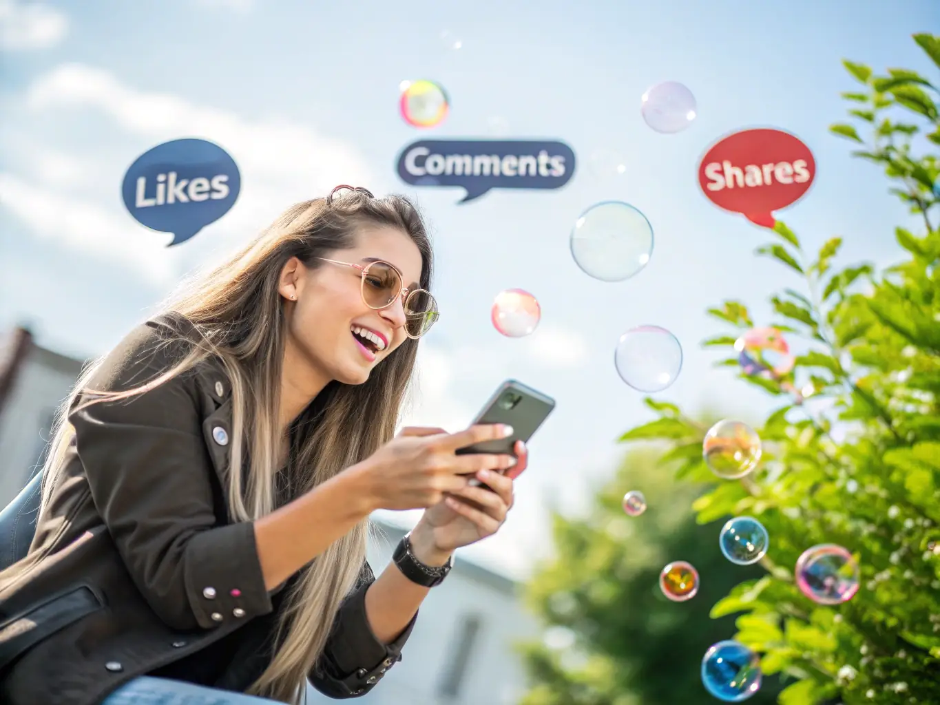 An image of a happy home service business owner looking at a phone with a notification of a new customer lead.